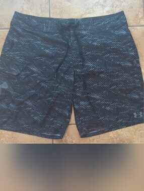 Under Armour Men’s Black with Heathered Blue Accent Athletic Shorts